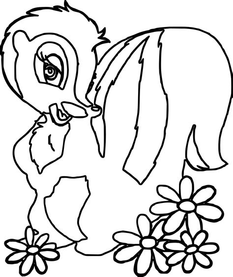 Bambi S Flower The Skunk Flower Side Coloring Pages