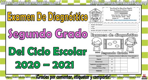 Examen De Diagnóstico Del Segundo Grado Para El Ciclo Escolar 2020 748