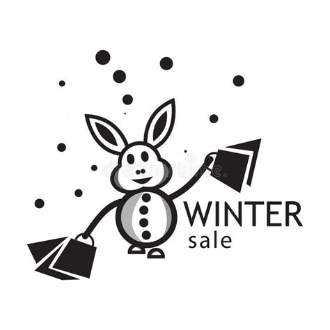 Snow Rabbit Logo Flat Design Vector Illustration On White Background