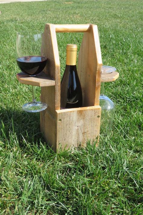 See more ideas about wooden glasses holder, wooden glasses, wood diy. Reclaimed Wood Wine Bottle Caddy and Wine Glass Holder ...