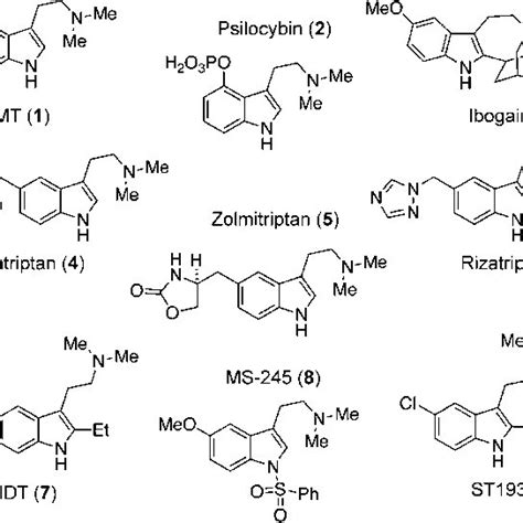Chemical Structures Of Dmt And Related Compounds The Dmt Structural