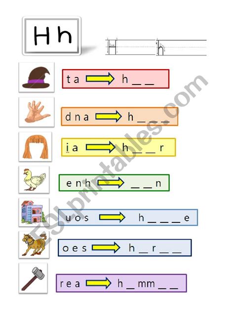 Alphabet H Phonic Worksheet With Word Making Esl Worksheet By Hyonji