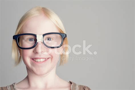Happy Nerd Girl In Studio Series Stock Photo Royalty Free Freeimages
