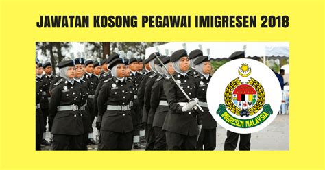 Penolong pegawai penguatkuasa gred kp29.untuk memohon jawatan terbuka di jabatan imigresen malaysia sebagaimana berikut Jawatan Kosong Pegawai Imigresen 2018 (415 Kekosongan Gred ...