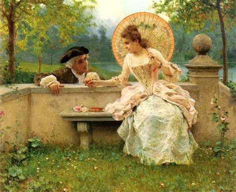 A Tender Moment In The Garden Man Parasol Couple Federico Andreotti