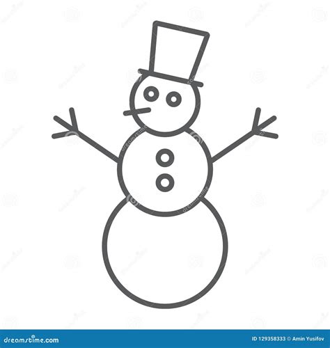 Cute Snowman Line Icon Vector Cute Snowman Outline Sign Concept Ad2