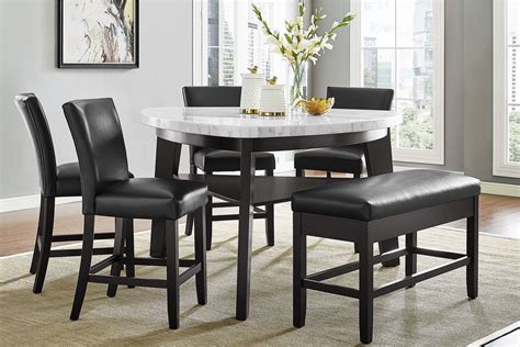 Sold and shipped by costway. Carrara Marble Counter-Height Dining Table + 6 Counter Chairs