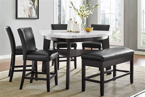 Choose the dining room table design that defines your family's style and character. Carrara Marble Counter-Height Dining Table + 2 Counter ...