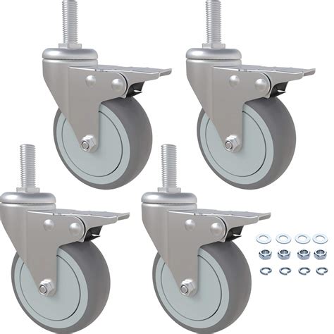 Buy Caster Wheels 3 Inch Rubber Casters Set Of 4 M12x 1 316