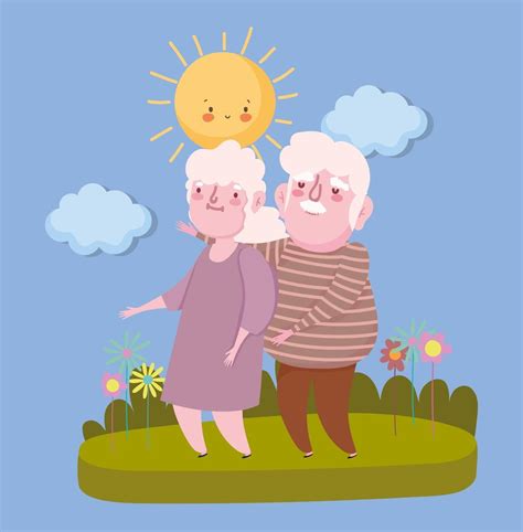 Happy Granny And Grandpa Standing Together Vector Image My Xxx Hot Girl