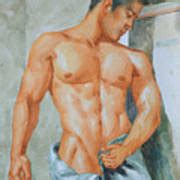 Original Watercolour Painting Art Male Nude Man On Paper 16 1 25 01