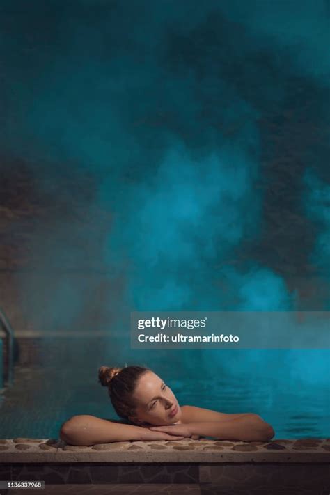 Swimming Pool Hot Tub Hydromassage Relaxation Spa Treatment Attractive Young Women At Hot Tub At