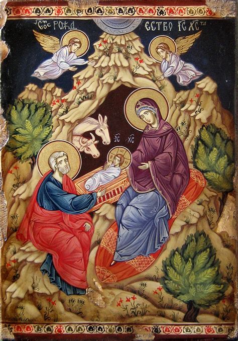 Nativity Of Christ Hand Painted Orthodox Icon Byzantine Orthodox Icon