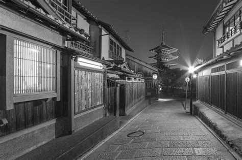 Historical Street In Kyoto Japan At Night Stock Photo Image Of