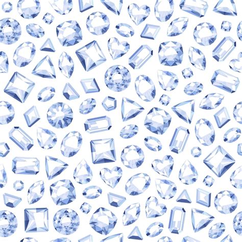 Premium Vector Realistic White Jewels Seamless Pattern Diamonds