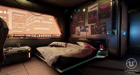Cyberpunk Studio Apartment Khaalied Majiet Futuristic Bedroom