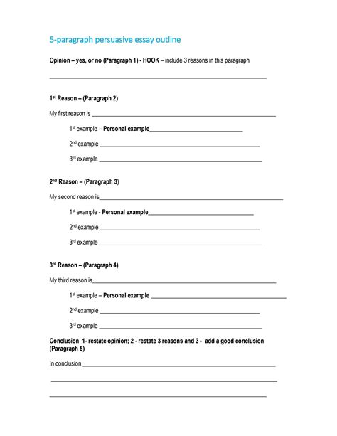 Printable College Essay Outline Template