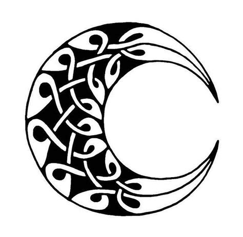 Celtic Moon Left Black Ink Art Celtic Moon Sun And Moon Drawings