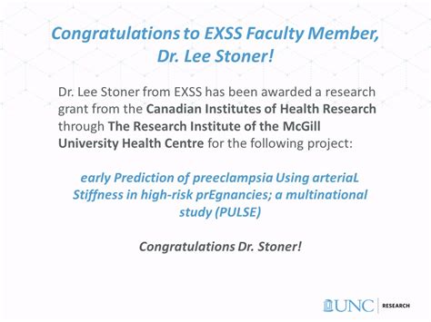 Lee Stoner From Exss Awarded A Research Grant From The Canadian