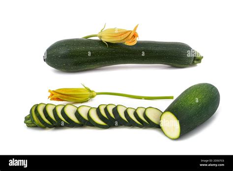 Fresh Zucchini Isolated On White Background Stock Photo Alamy
