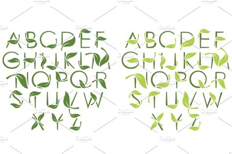 Font Set With Leaves Creative Daddy