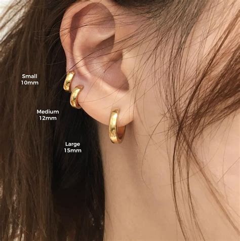 Ise Hoops In Gold Three Ear Piercings Hoop Earrings Small Bar Post Earrings