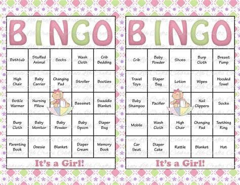 100 Baby Shower Bingo Cards Printable Party Baby Girl Etsy Singapore