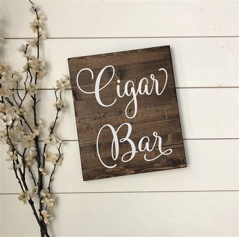 Cigar Bar Sign Wedding Table Sign Wedding Favor Sign Wood Wedding