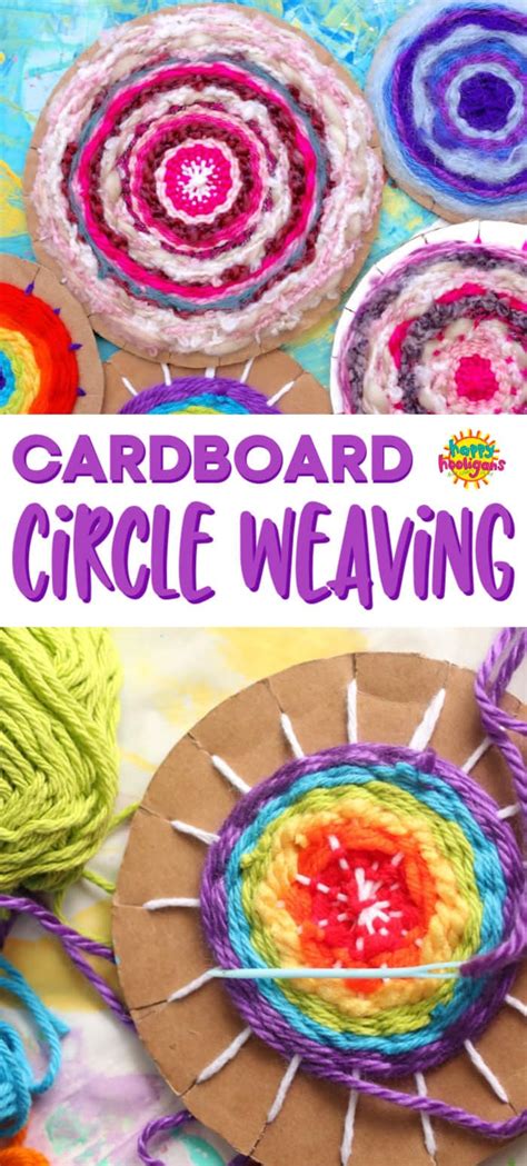Easy Cardboard Circle Weaving For Kids Happy Hooligans
