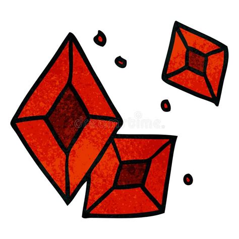 Hand Drawn Textured Cartoon Doodle Of Some Ruby Gems Stock Vector