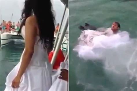 heart stopping moment bride almost drowns after jumping in ocean for trash the dress stunt