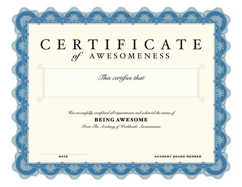 Editable Printable Certificates Certificate Of Awesomeness Instant