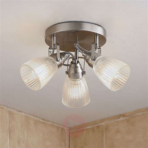 Round Led Bathroom Ceiling Light Kara Fluted Glass Uk