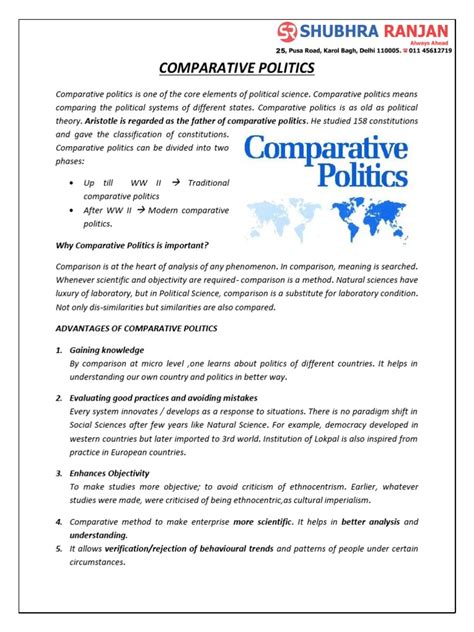 Comparative Politics Nature And Major Approaches Pdf Sociology System