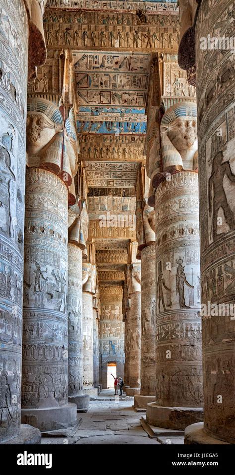 Columns Of Hathor Temple In Ptolemaic Dendera Temple Complex Qena Egypt Africa Stock Photo