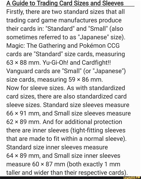 A Guide To Trading Card Sizes And Sleeves Firstly There Are Two