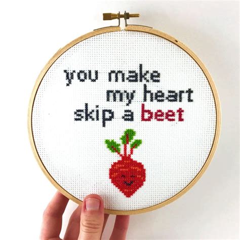 Both valentine's cross stitch patterns are included in the pdf document. Beet Pun Cross Stitch Kit - Romantic Valentines Day Gift ...