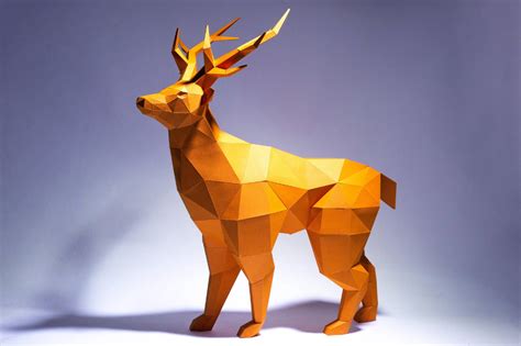 Deer Papercraft Papercraft 3d Pdf Low Poly Papercraft Trophy Model