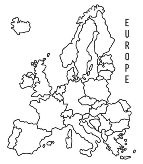 4 Best Images of Black And White Printable Europe Map - Black and White