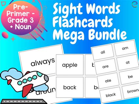 Mega Bundle Dolch Sight Words Flashcards Preschool Etsy