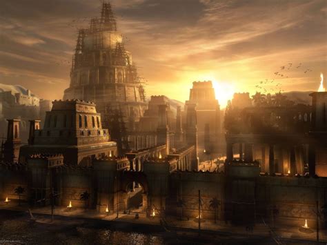 Wallpaper Temple Sunlight Digital Art Fantasy Art Sunset City