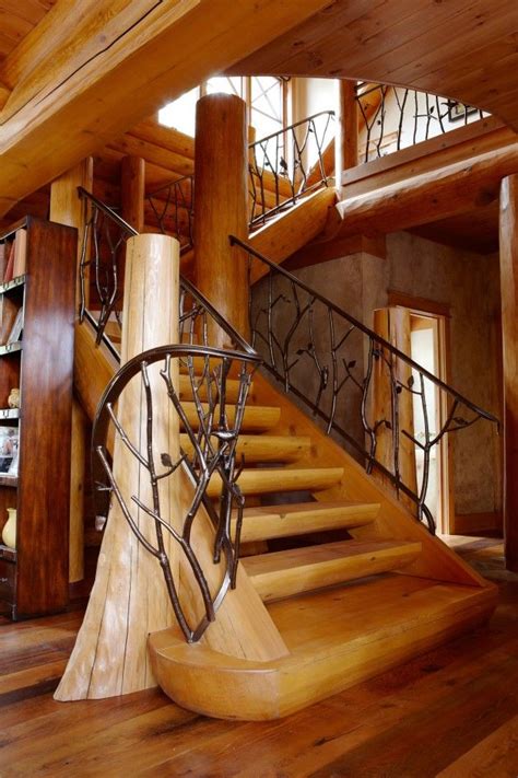 Finding the right spiral staircase for your small cabin can be difficult. 16 best images about Log Home Stairs and Railings on ...