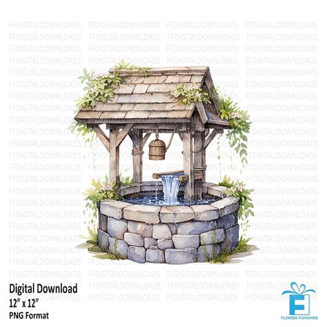 Water Well Clipart Well Png Watercolor Well Wishing Well Etsy
