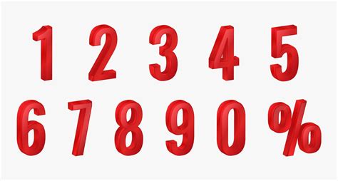 Set Of 3d Red Numbers 1234440 Vector Art At Vecteezy
