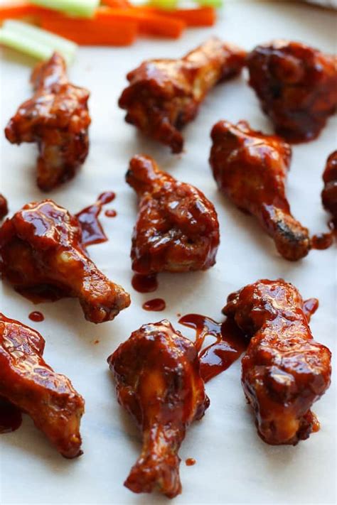 Baked barbeque chicken wings are super simple to prepare using your favorite bbq sauce, creating a crispy wing that's tender on the inside. BBQ Baked Chicken Wings (Baked AND Crispy!) - Joyous Apron