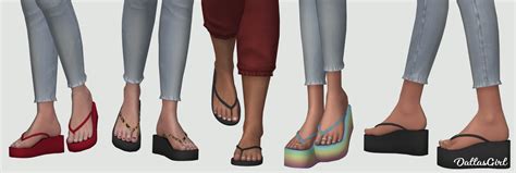 Flip Flops Collection Remake Sims 4 Cc Shoes Platform Flip Flops