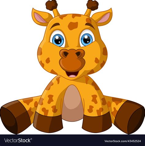 Cute Baby Giraffe Cartoon Sitting Royalty Free Vector Image