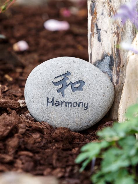 Engraved Stones Harmony Engraved River Stone For The Garden Hand