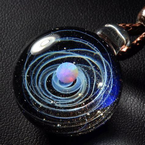 Night Sky Galaxy Necklace Universe Pendant Space Blown Glass Etsy