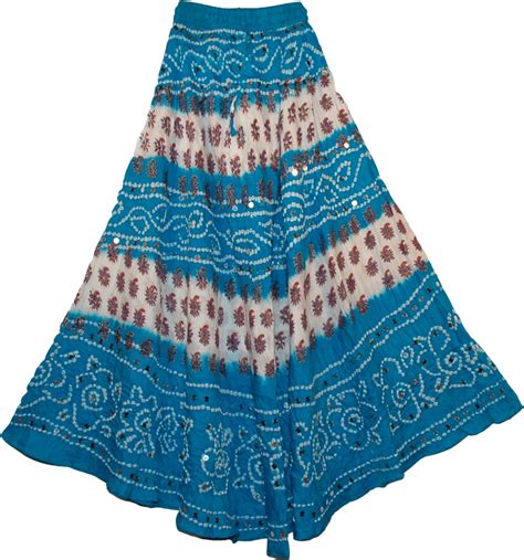 Venice Blue Bohemian Sequin Long Skirt Sequin Skirts Tie Dye Bohemian